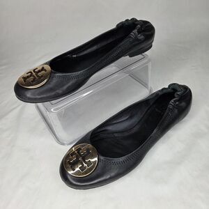 Tory Burch Black Reva Travel Ballet Flats Size 8M